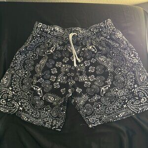 Black Bandana Print Mesh Shorts - Size Large